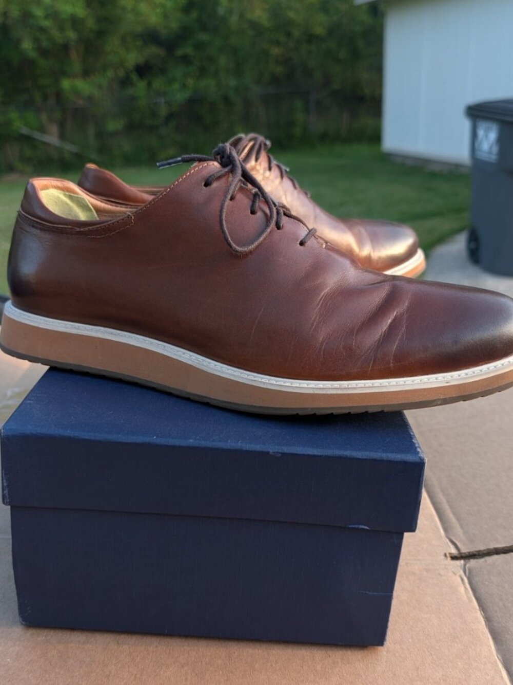 Marc Nolan Idris Cognac Leather Shoes Men's Size 11 – Box & Accessories